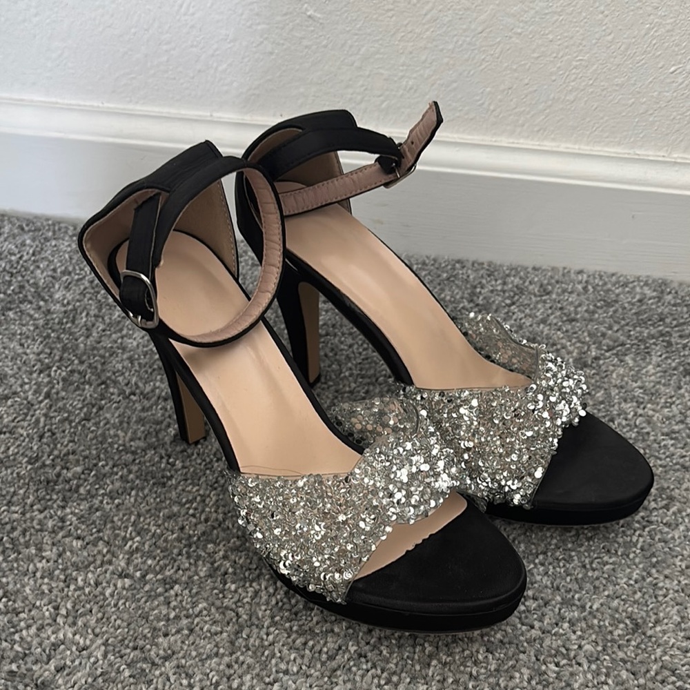 Elegant Black and Silver Women's Heels